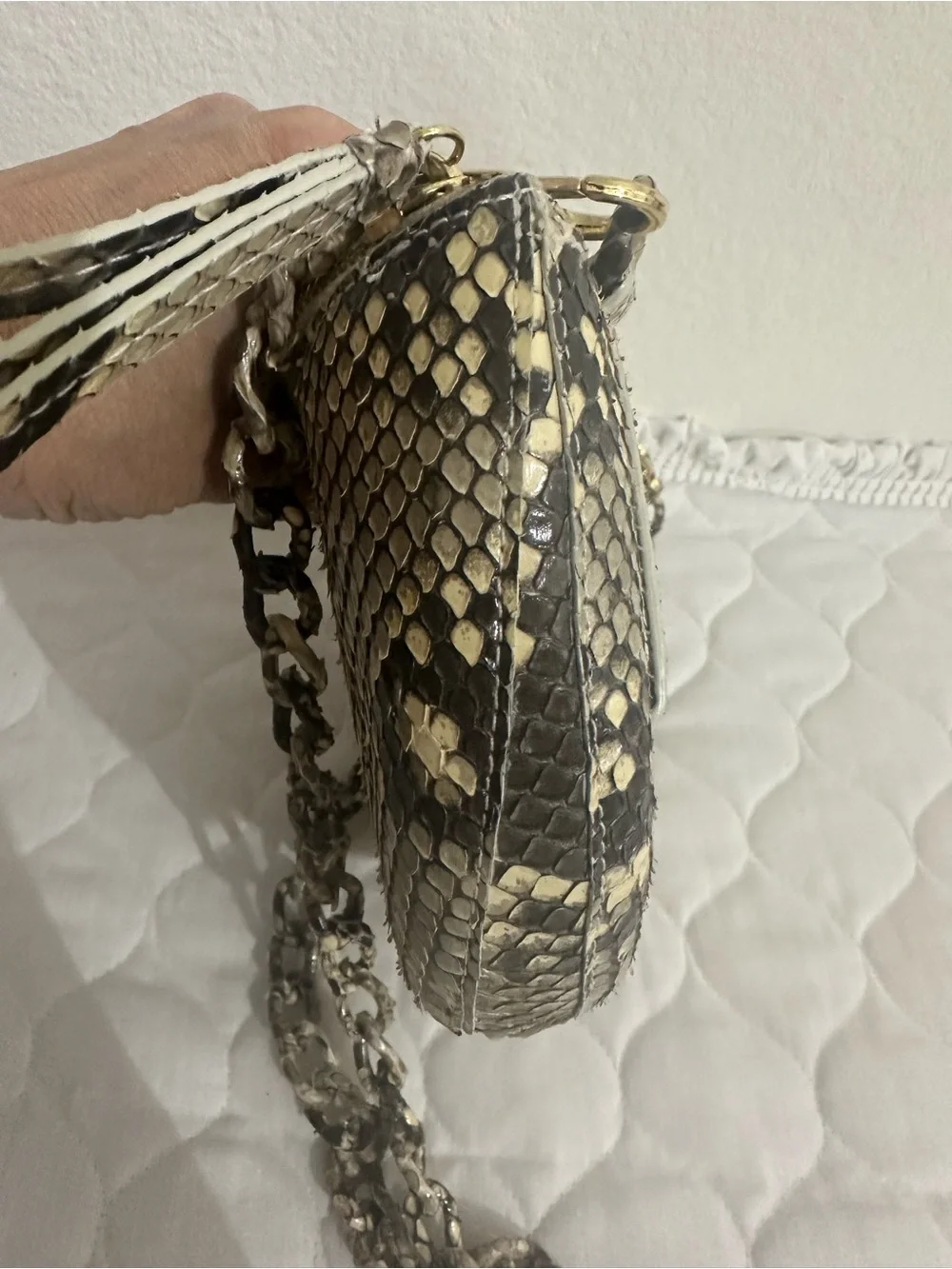 Nancy Gonzalez  Python Crossbody -belt bag in Beige and Black